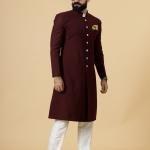 Classic Wine Achkan for Men | Elegant Ethnic Wear | Jaipurio